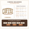Coffee Weather applique embroidery design chart with six hoop sizes and eight file formats